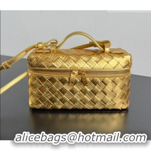 Famous Brand Bottega Veneta Bang Bang Vanity Case in Intrecciato Leather 789109 Gold-Tone 2025