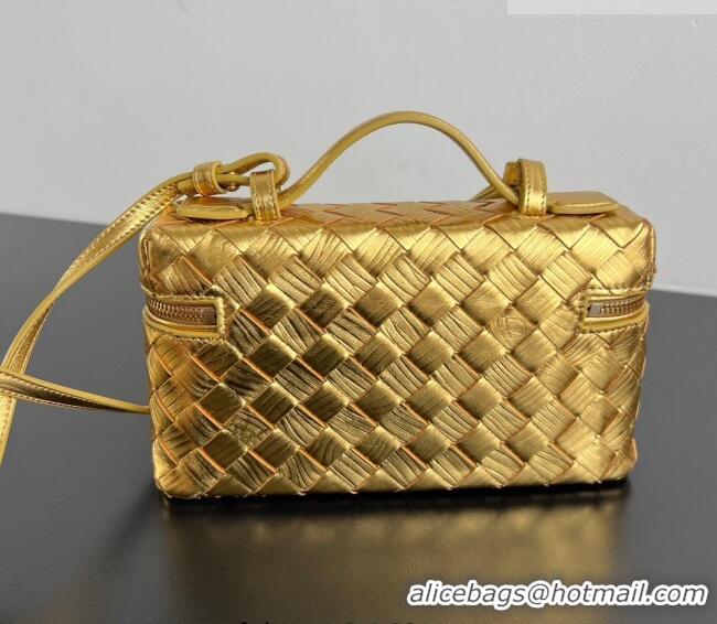 Famous Brand Bottega Veneta Bang Bang Vanity Case in Intrecciato Leather 789109 Gold-Tone 2025