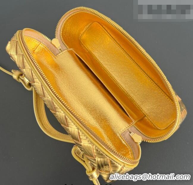 Famous Brand Bottega Veneta Bang Bang Vanity Case in Intrecciato Leather 789109 Gold-Tone 2025