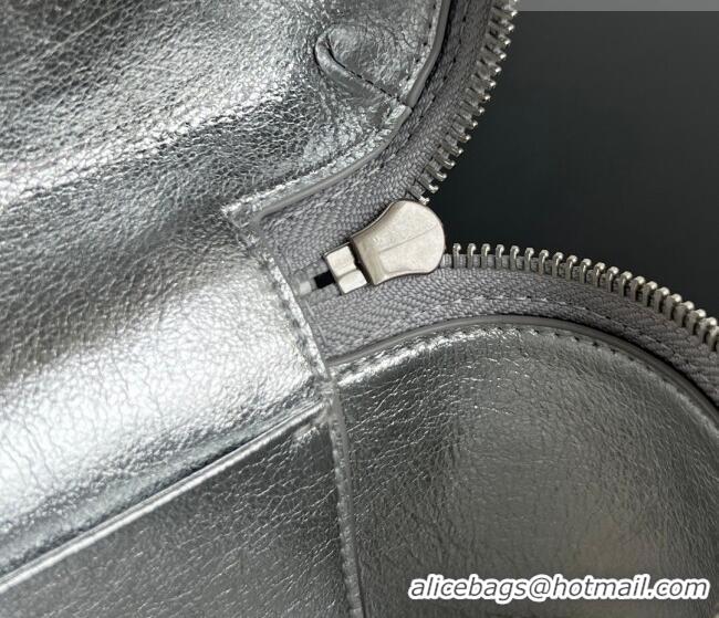 Famous Brand Bottega Veneta Bang Bang Vanity Case in Intrecciato Leather 789109 Silver-Tone 2025