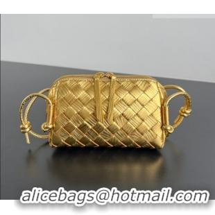 Buy Fashionable Bottega Veneta Intrecciato Leather Concert Pouch Mini bag 794258 Gold-Tone 2025