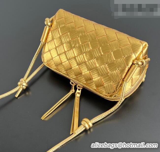 Buy Fashionable Bottega Veneta Intrecciato Leather Concert Pouch Mini bag 794258 Gold-Tone 2025