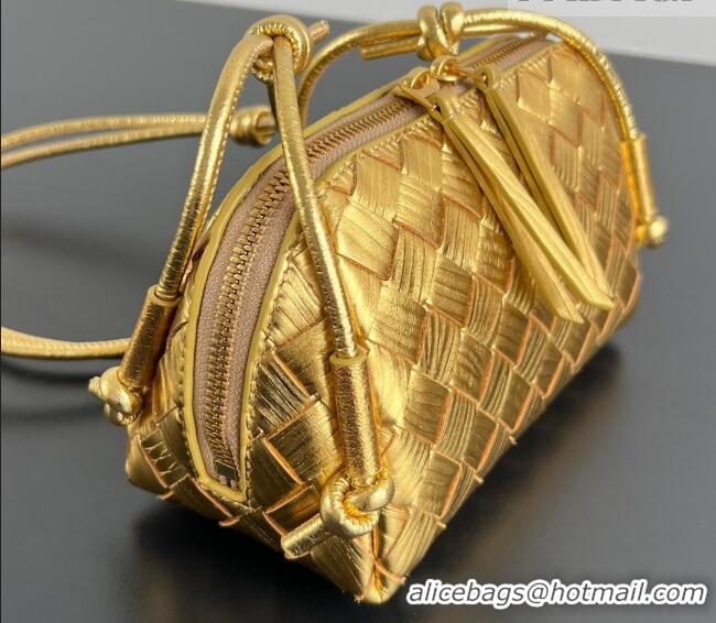 Buy Fashionable Bottega Veneta Intrecciato Leather Concert Pouch Mini bag 794258 Gold-Tone 2025