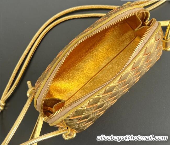 Buy Fashionable Bottega Veneta Intrecciato Leather Concert Pouch Mini bag 794258 Gold-Tone 2025