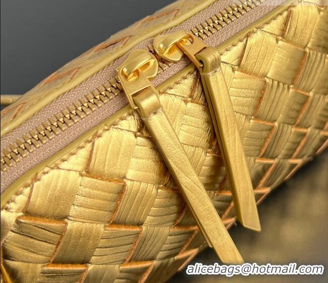 Buy Fashionable Bottega Veneta Intrecciato Leather Concert Pouch Mini bag 794258 Gold-Tone 2025