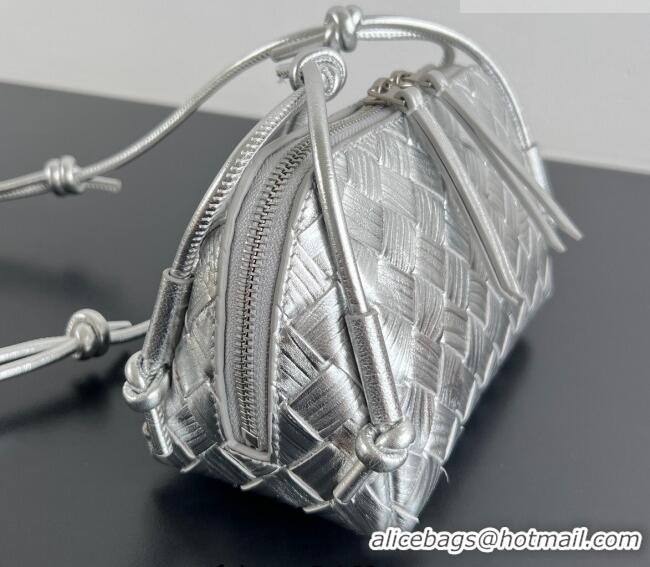 Best Price Bottega Veneta Intrecciato Leather Concert Pouch Mini bag 794258 Silver-Tone 2025
