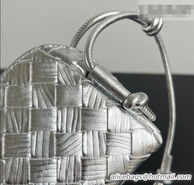 Best Price Bottega Veneta Intrecciato Leather Concert Pouch Mini bag 794258 Silver-Tone 2025