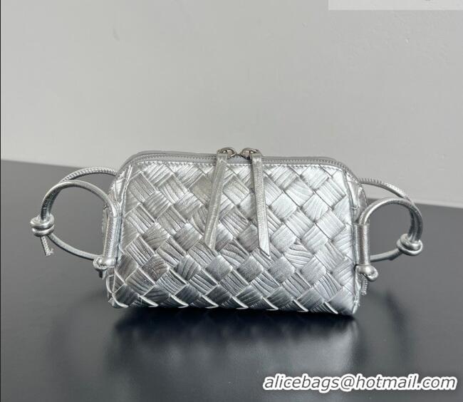 Best Price Bottega Veneta Intrecciato Leather Concert Pouch Mini bag 794258 Silver-Tone 2025