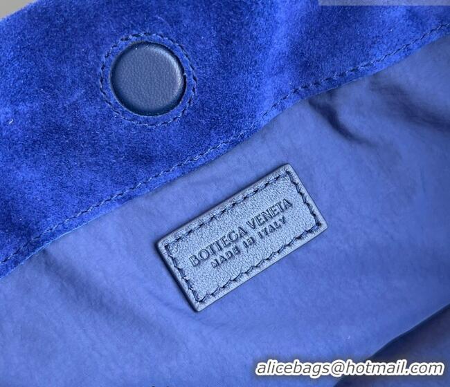 New Design Bottega Veneta Giorno Shoulder Bag in Intrecciato Suede 857657 Royal Blue 2026