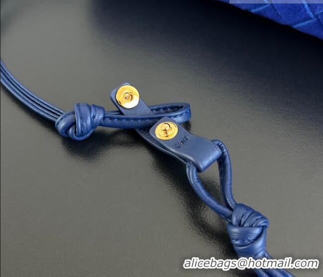 New Design Bottega Veneta Giorno Shoulder Bag in Intrecciato Suede 857657 Royal Blue 2026