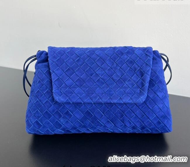 New Design Bottega Veneta Giorno Shoulder Bag in Intrecciato Suede 857657 Royal Blue 2026