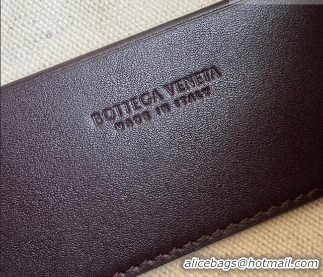 Top Grade Bottega Veneta Men's Traveler Phone Pouch Crossbody Bag in Intrecciato Leather 844018 Dark Barolo Red 2026