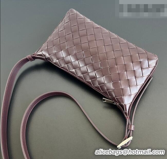 Top Grade Bottega Veneta Men's Traveler Phone Pouch Crossbody Bag in Intrecciato Leather 844018 Dark Barolo Red 2026