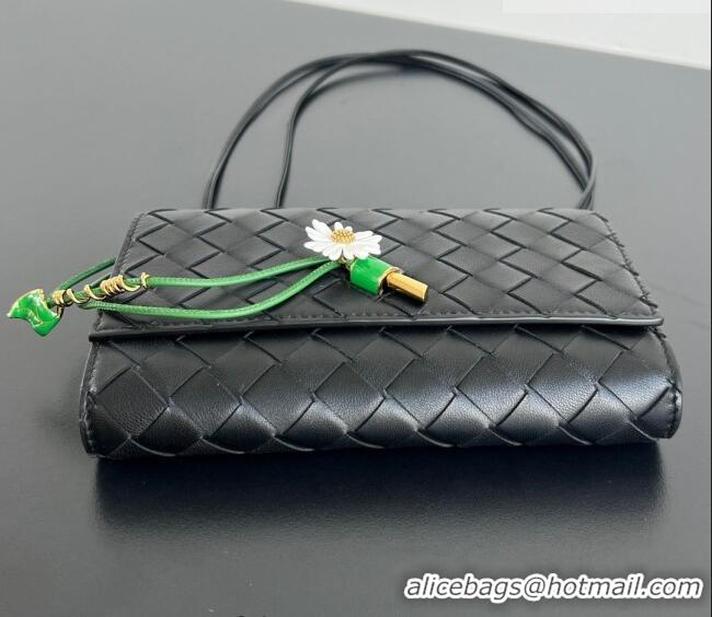 Luxury Cheap Bottega Veneta Andiamo Daisy Pouch Mini Bag in Intrecciato Leather 838870 Black 2025