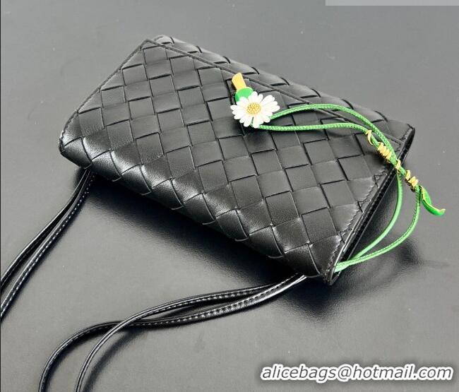 Luxury Cheap Bottega Veneta Andiamo Daisy Pouch Mini Bag in Intrecciato Leather 838870 Black 2025