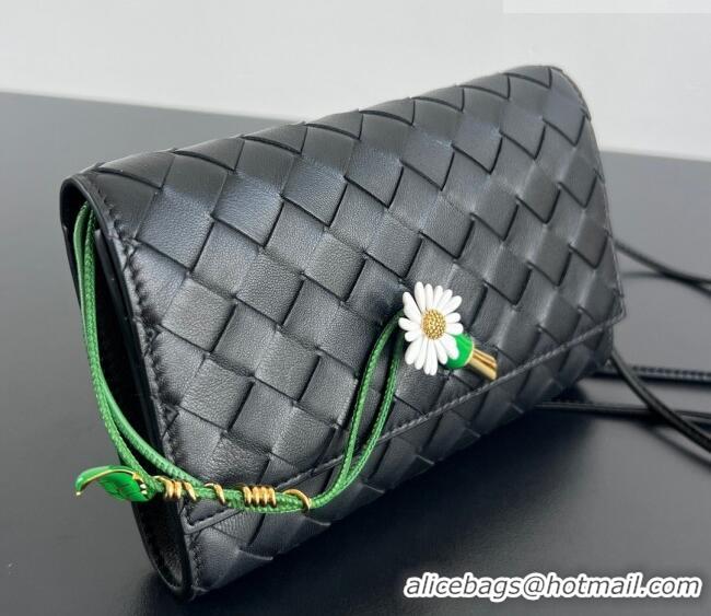Luxury Cheap Bottega Veneta Andiamo Daisy Pouch Mini Bag in Intrecciato Leather 838870 Black 2025