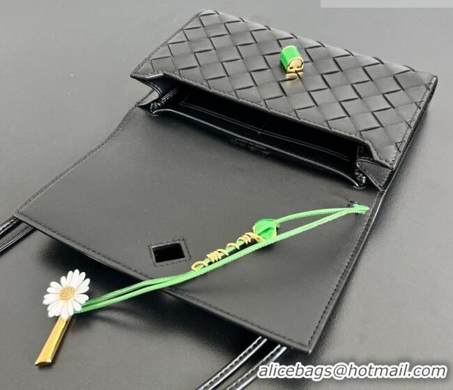 Luxury Cheap Bottega Veneta Andiamo Daisy Pouch Mini Bag in Intrecciato Leather 838870 Black 2025