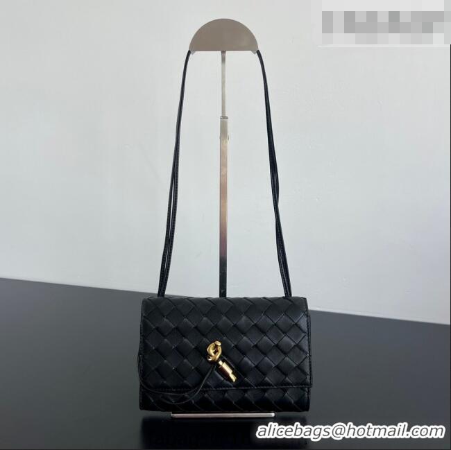 Well Crafted Bottega Veneta Andiamo Pouch on Strap Mini Bag in Intrecciato Leather 836940 Black 2026