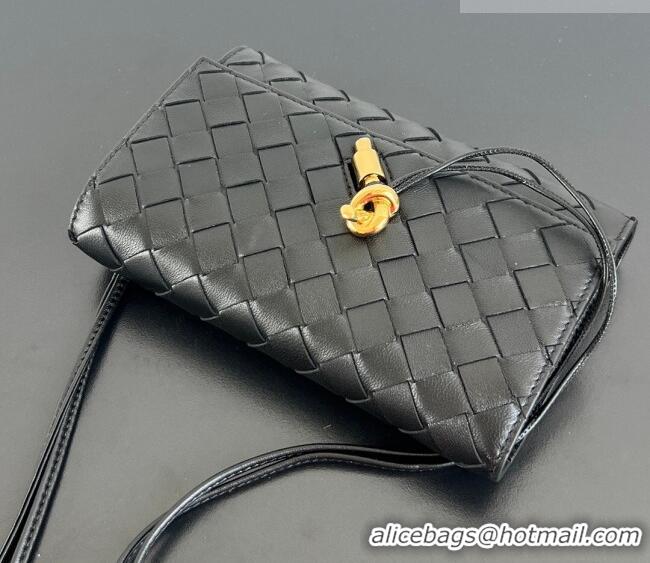 Well Crafted Bottega Veneta Andiamo Pouch on Strap Mini Bag in Intrecciato Leather 836940 Black 2026