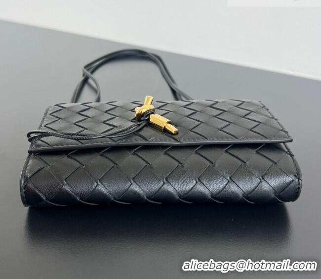 Well Crafted Bottega Veneta Andiamo Pouch on Strap Mini Bag in Intrecciato Leather 836940 Black 2026