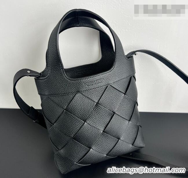 Grade Design Bottega Veneta Men's Small Diago Tote Bag in Grained Intrecciato Leather 837364 Black 2026