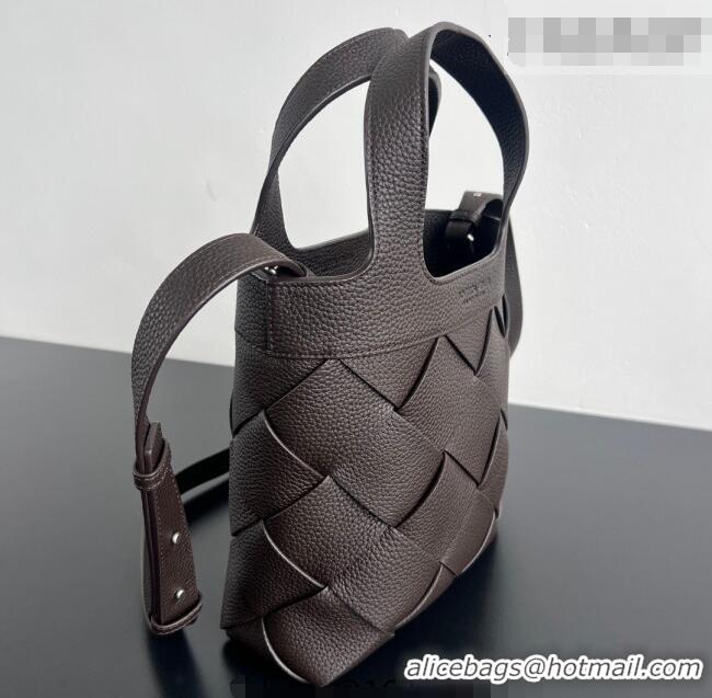 Luxury Discount Bottega Veneta Men's Small Diago Tote Bag in Grained Intrecciato Leather 837364 Fondant Brown 2026