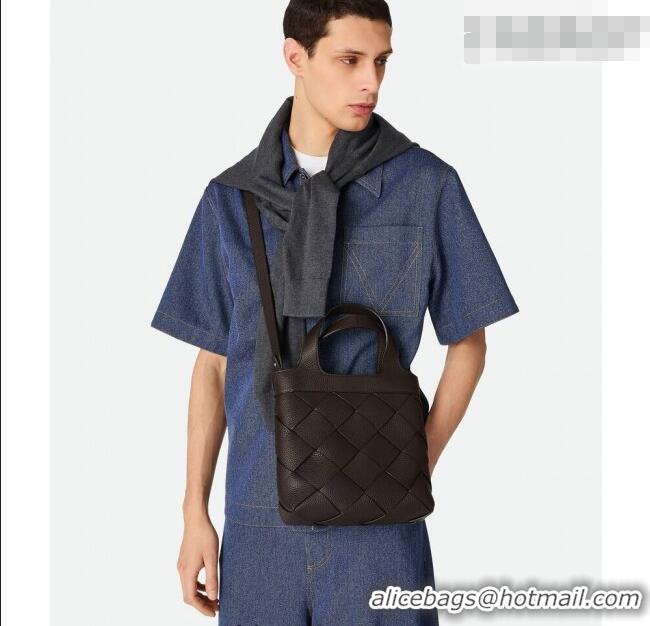 Luxury Discount Bottega Veneta Men's Small Diago Tote Bag in Grained Intrecciato Leather 837364 Fondant Brown 2026