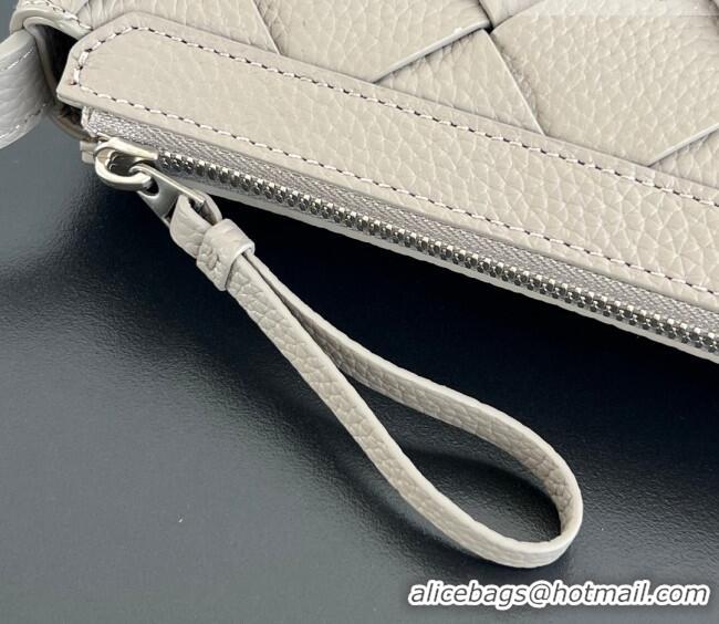 Best Quality Bottega Veneta Men's Diago Zipped Messenger Bag in Grained Intrecciato Leather 837112 Limestone Grey 2026