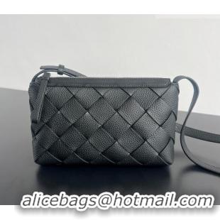 Top Design Bottega Veneta Men's Diago Zipped Messenger Bag in Grained Intrecciato Leather 837112 Black 2026