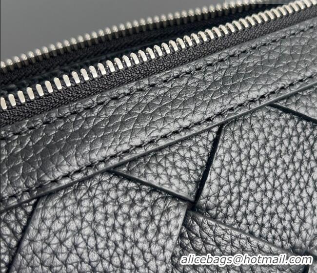 Top Design Bottega Veneta Men's Diago Zipped Messenger Bag in Grained Intrecciato Leather 837112 Black 2026