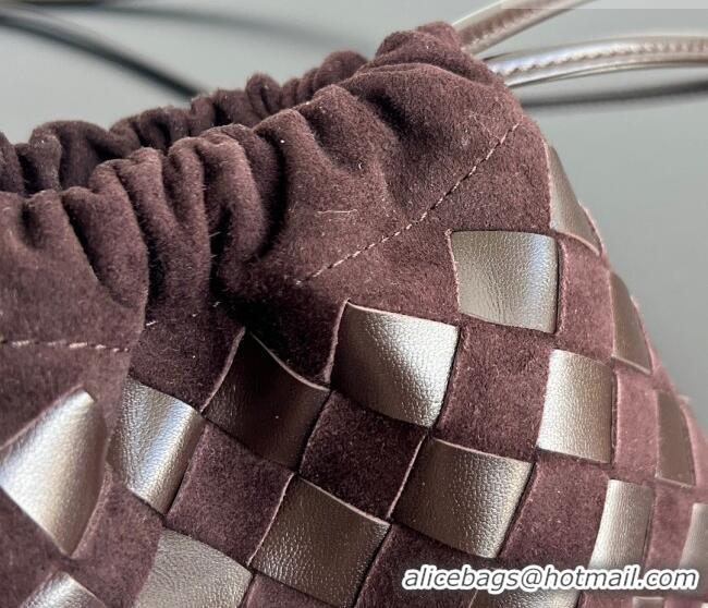 Famous Brand Bottega Veneta Small Dustbag in Intrecciato Leather and Suede 816987 Brown 2025
