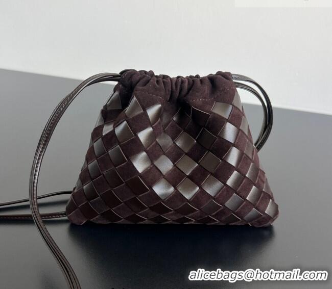 Famous Brand Bottega Veneta Small Dustbag in Intrecciato Leather and Suede 816987 Brown 2025