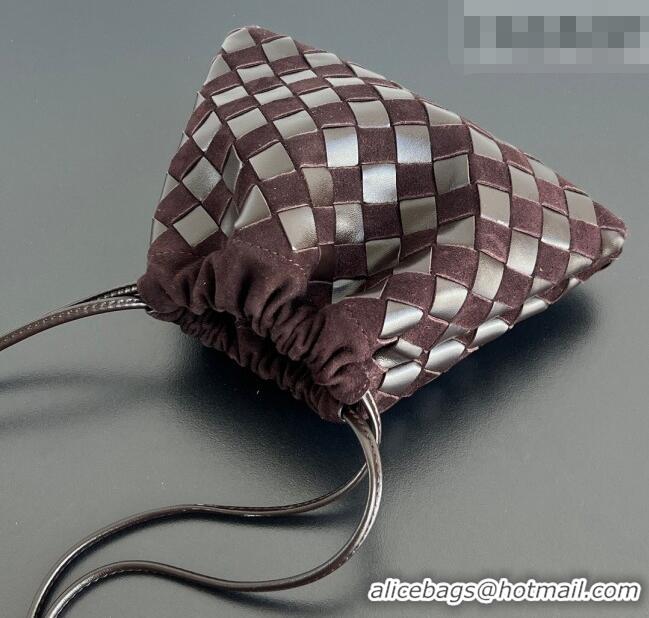 Famous Brand Bottega Veneta Small Dustbag in Intrecciato Leather and Suede 816987 Brown 2025