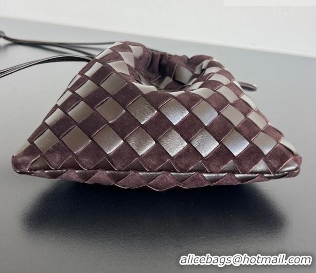 Famous Brand Bottega Veneta Small Dustbag in Intrecciato Leather and Suede 816987 Brown 2025