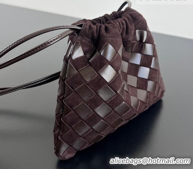 Famous Brand Bottega Veneta Small Dustbag in Intrecciato Leather and Suede 816987 Brown 2025