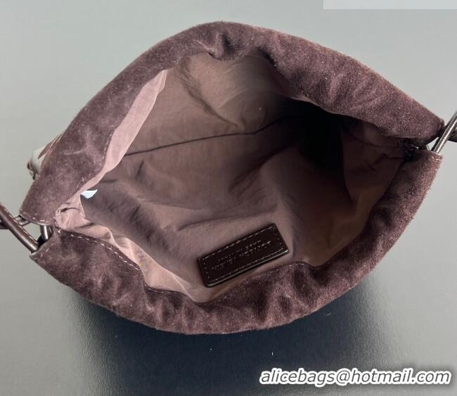 Famous Brand Bottega Veneta Small Dustbag in Intrecciato Leather and Suede 816987 Brown 2025