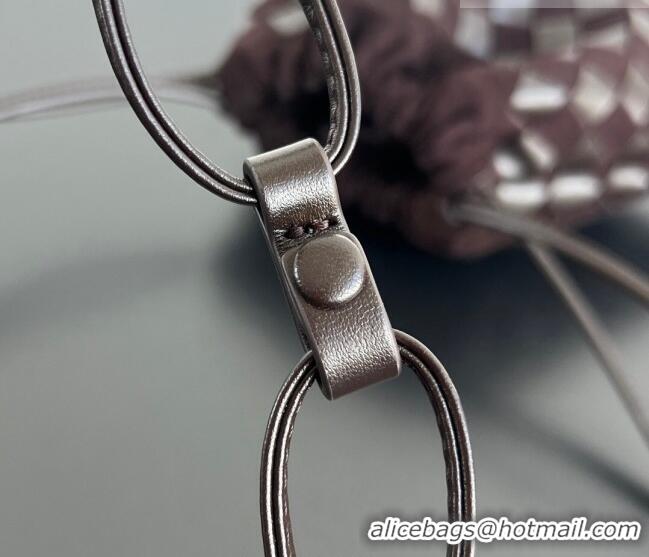 Famous Brand Bottega Veneta Small Dustbag in Intrecciato Leather and Suede 816987 Brown 2025