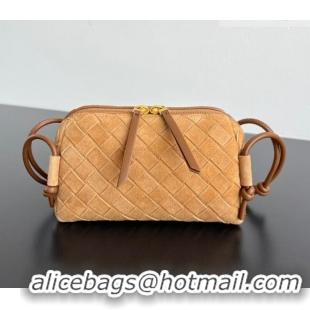 Top Quality Bottega Veneta Intrecciato Suede Concert Pouch Mini bag 794258 Amber Brown 2025