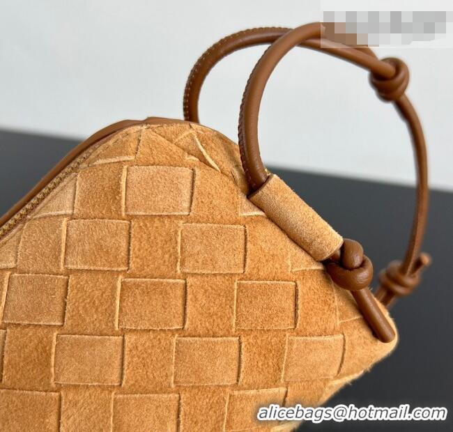 Top Quality Bottega Veneta Intrecciato Suede Concert Pouch Mini bag 794258 Amber Brown 2025