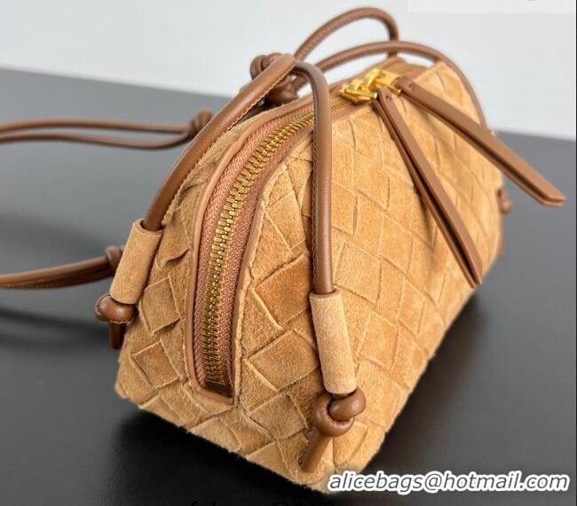 Top Quality Bottega Veneta Intrecciato Suede Concert Pouch Mini bag 794258 Amber Brown 2025