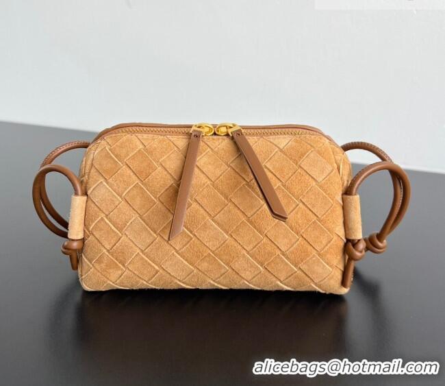 Top Quality Bottega Veneta Intrecciato Suede Concert Pouch Mini bag 794258 Amber Brown 2025