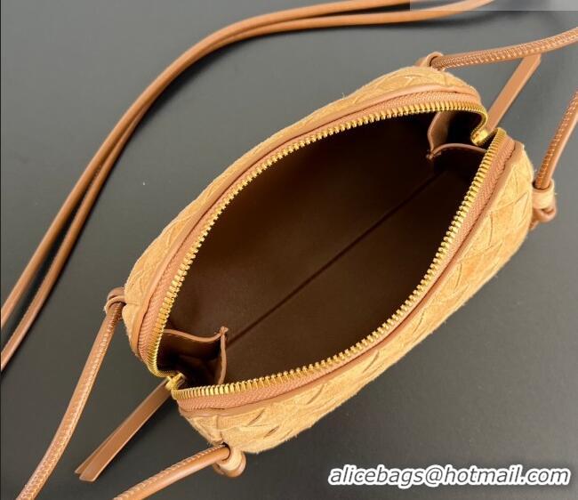 Top Quality Bottega Veneta Intrecciato Suede Concert Pouch Mini bag 794258 Amber Brown 2025