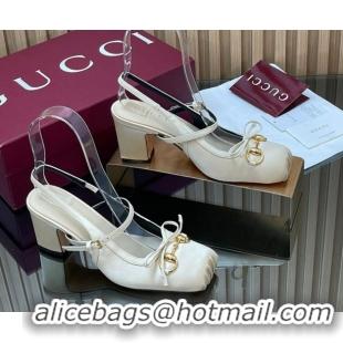 Popular Style Gucci Horsebit Slingback Pumps 6.5cm in Satin White 850327 2026