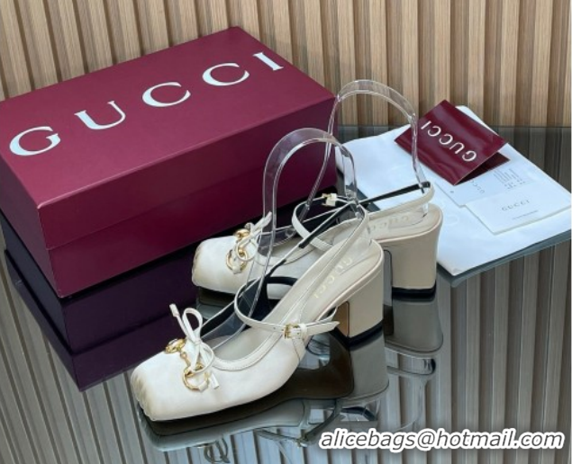 Popular Style Gucci Horsebit Slingback Pumps 6.5cm in Satin White 850327 2026