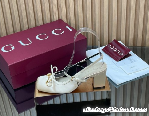 Popular Style Gucci Horsebit Slingback Pumps 6.5cm in Satin White 850327 2026