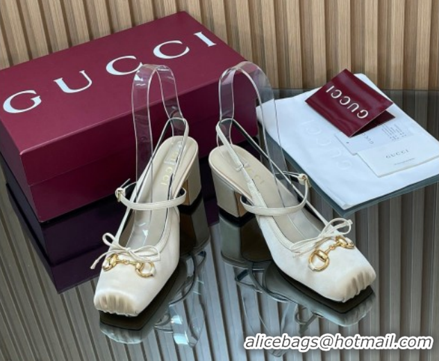 Popular Style Gucci Horsebit Slingback Pumps 6.5cm in Satin White 850327 2026