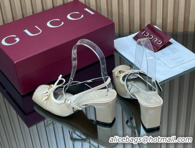 Popular Style Gucci Horsebit Slingback Pumps 6.5cm in Satin White 850327 2026