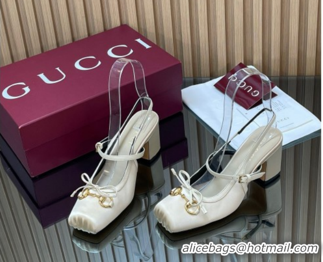 Popular Style Gucci Horsebit Slingback Pumps 6.5cm in Satin White 850327 2026