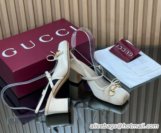 Popular Style Gucci Horsebit Slingback Pumps 6.5cm in Satin White 850327 2026