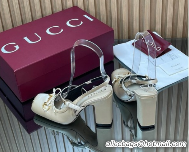 Most Popular Gucci Horsebit Slingback Pumps 9.5cm in Satin 850327 White 2026
